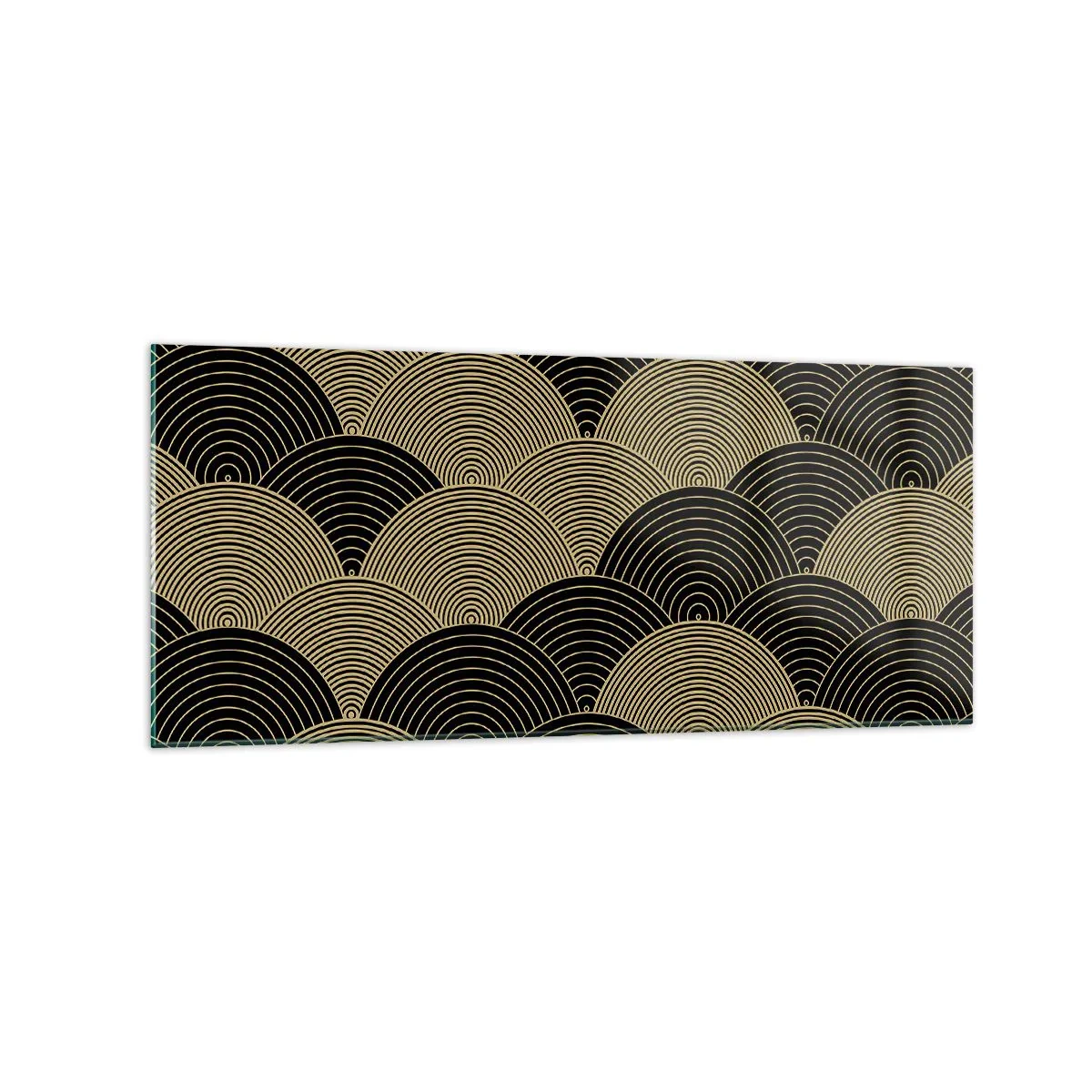 Impression sur verre - Image sur verre - Motif Art Déco avec demi-cercles et lignes dorées - 120x50cm - Unité dans la multiplicité - Décoration murale moderne pour le salon et la chambre ARTTOR