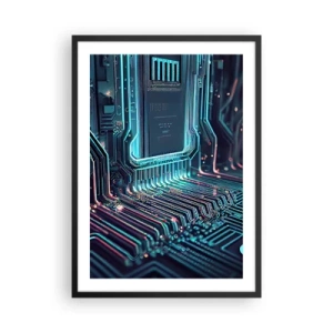 Affiche dans un cadre noir - Poster - Une vision futuriste d'un circuit intégré - 50x70cm - Je pense comme ça… - Décoration murale moderne pour le salon et la chambre ARTTOR