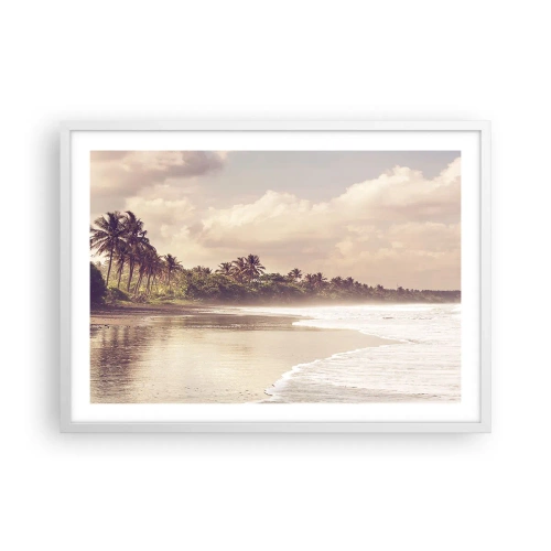 Affiche dans un cadre blanc - Poster - La caresse des vagues - 70x50 cm