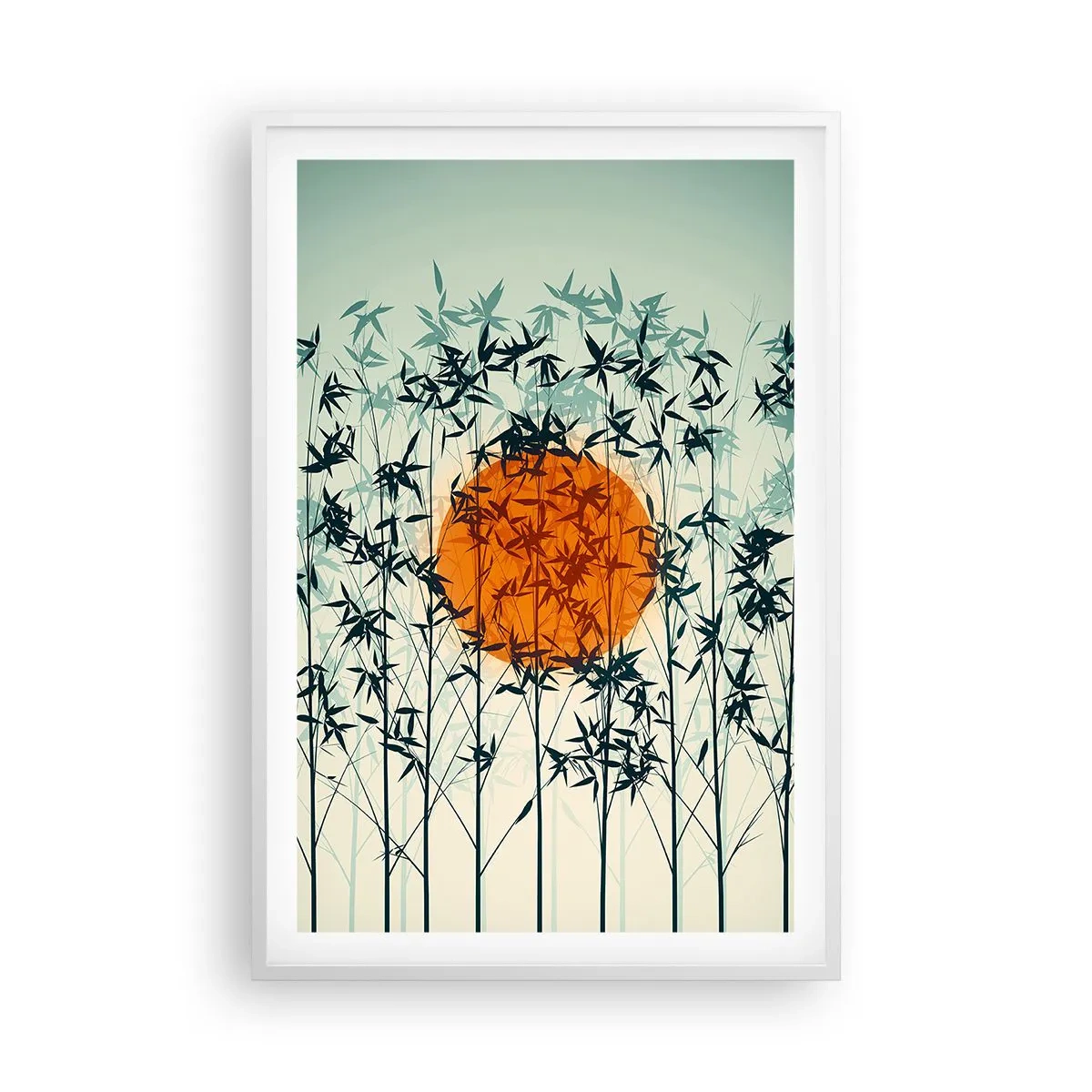 Affiche dans un cadre blanc - Poster - Soleil japonnais - 61x91 cm