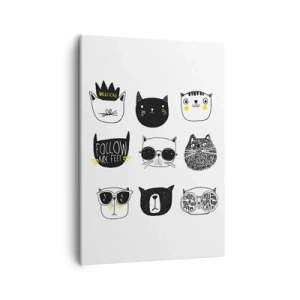 Impression sur toile - Image sur toile - Illustrations de chats élégantes dans un style minimaliste - 50x70cm - Tous les autres - Décoration murale moderne pour le salon et la chambre ARTTOR