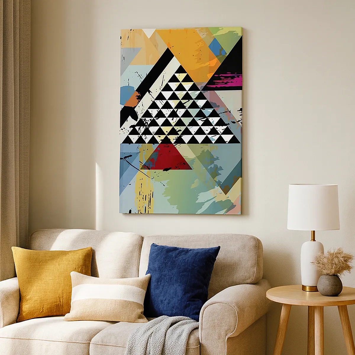 Impression sur toile - Image sur toile - Une composition abstraite de formes géométriques et de couleurs. - 50x70cm - Comme c'est facile - Décoration murale moderne pour le salon et la chambre ARTTOR