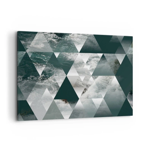 Impression sur toile - Image sur toile - Motif géométrique avec un motif de vagues dans des tons de vert - 120x80cm - Point de vue de cristal - Décoration murale moderne pour le salon et la chambre ARTTOR