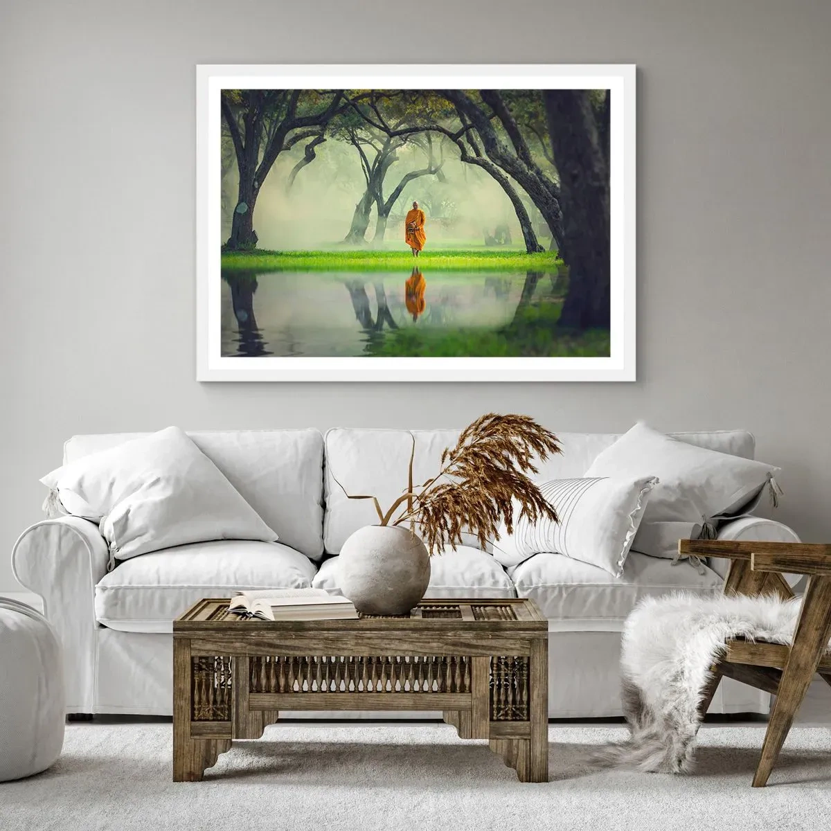 Affiche dans un cadre blanc - Poster - En route vers l'illumination - 100x70 cm