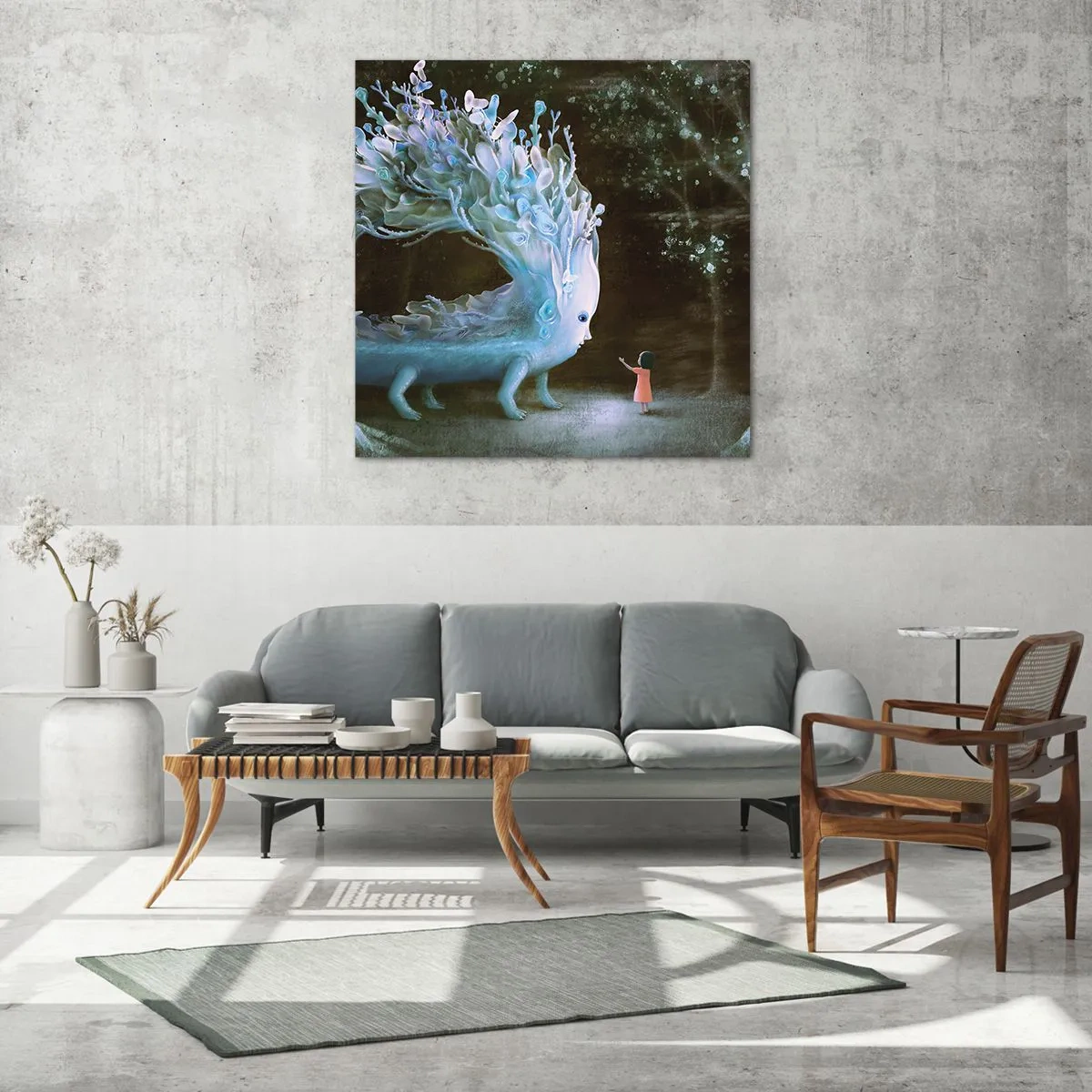 Impression sur verre - Image sur verre - Une rencontre fantastique - 70x70 cm