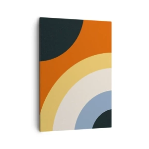 Impression sur toile - Image sur toile - Œuvre d'art abstraite avec des arcs colorés et des cercles contrastés - 50x70cm - Vers son soi - Décoration murale moderne pour le salon et la chambre ARTTOR