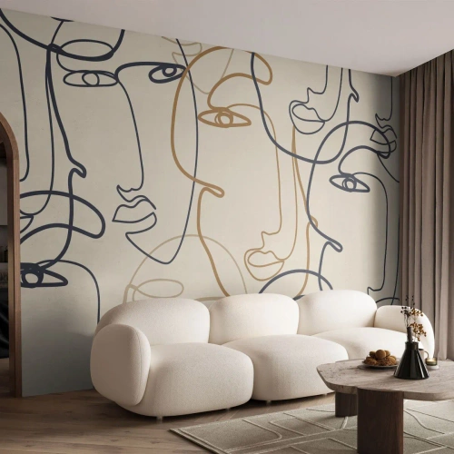 Papier Peint Photo Premium Canvas - Portrait multiplié - Abstraction, Affronter, Graphique - 450x315 cm