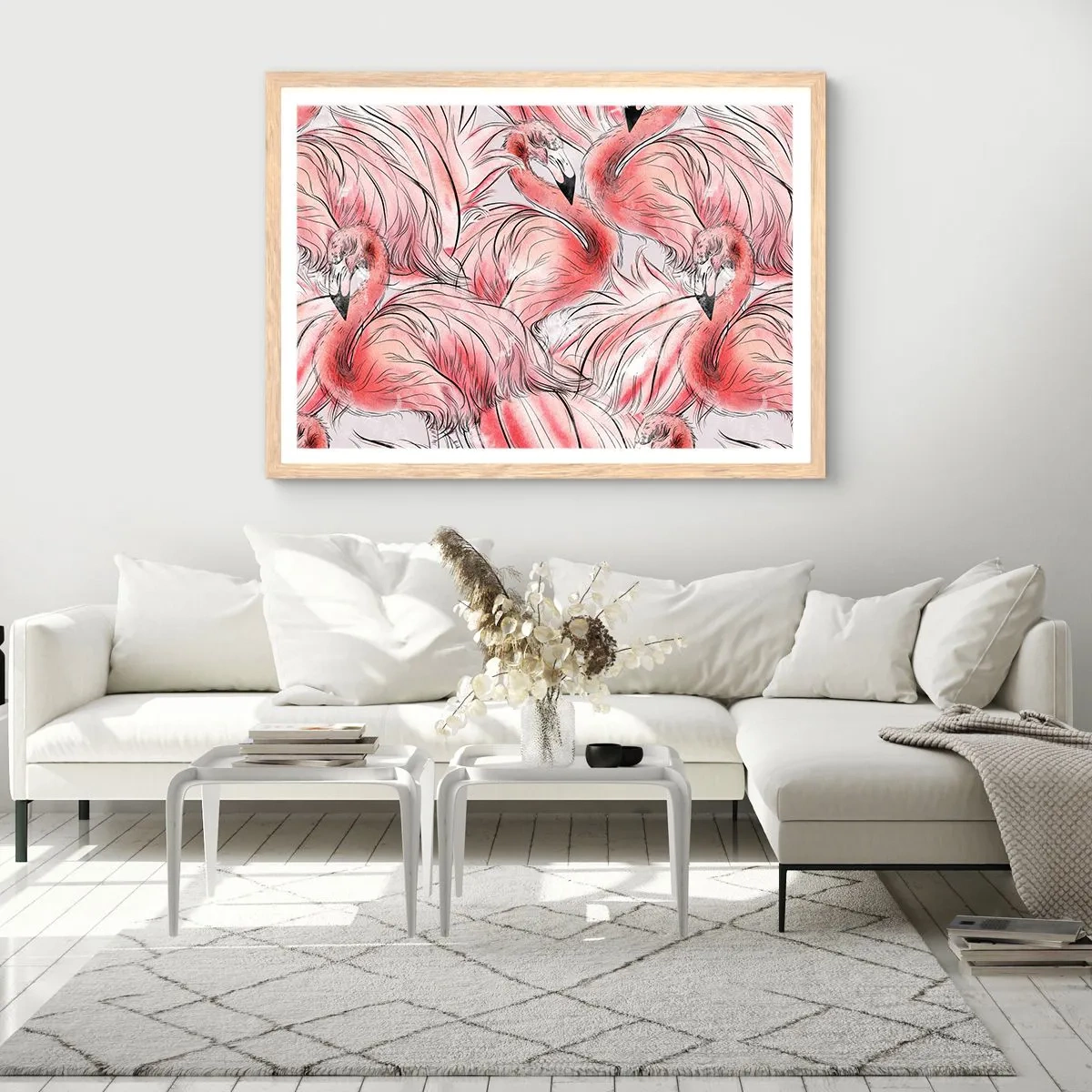 Affiche dans un chêne clair - Poster - Oiseau corps de ballet - 70x50 cm