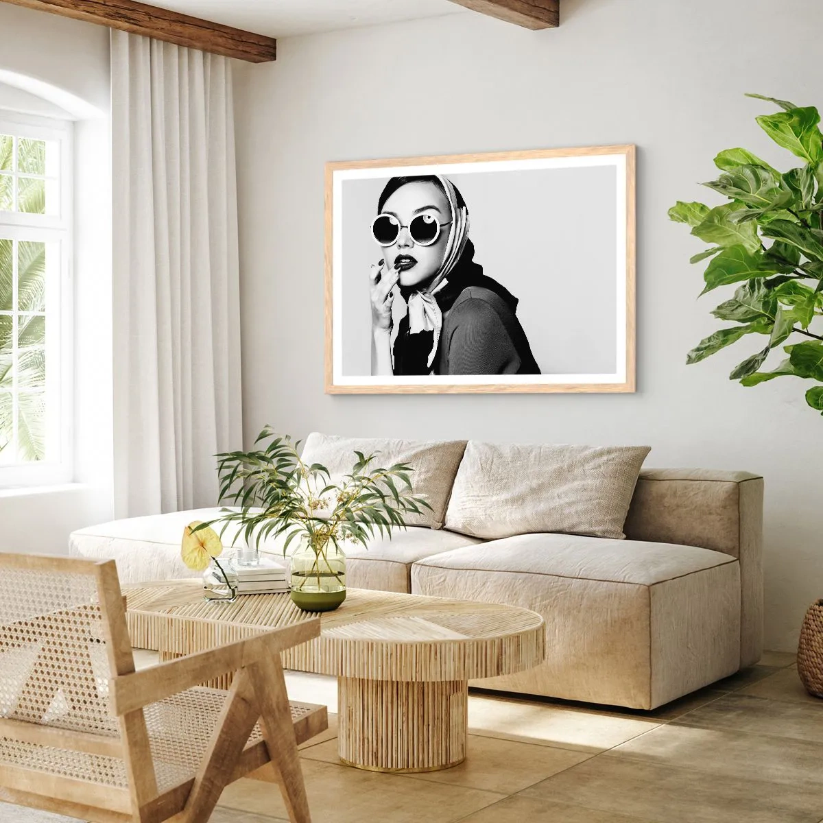 Affiche dans un chêne clair - Poster - Salutations des années 60 - 70x50 cm