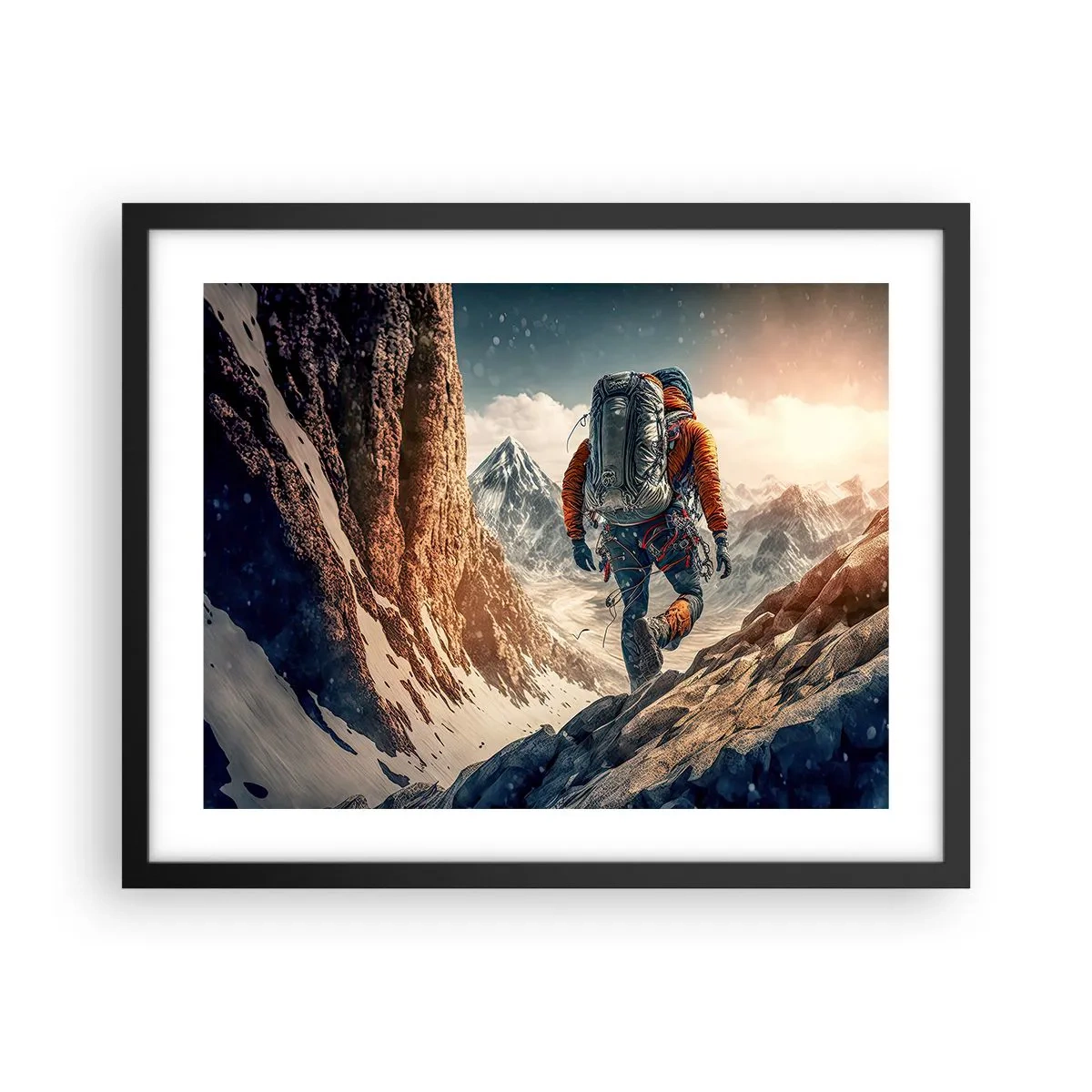 Affiche dans un cadre noir - Poster - Guerrier solitaire - 50x40 cm
