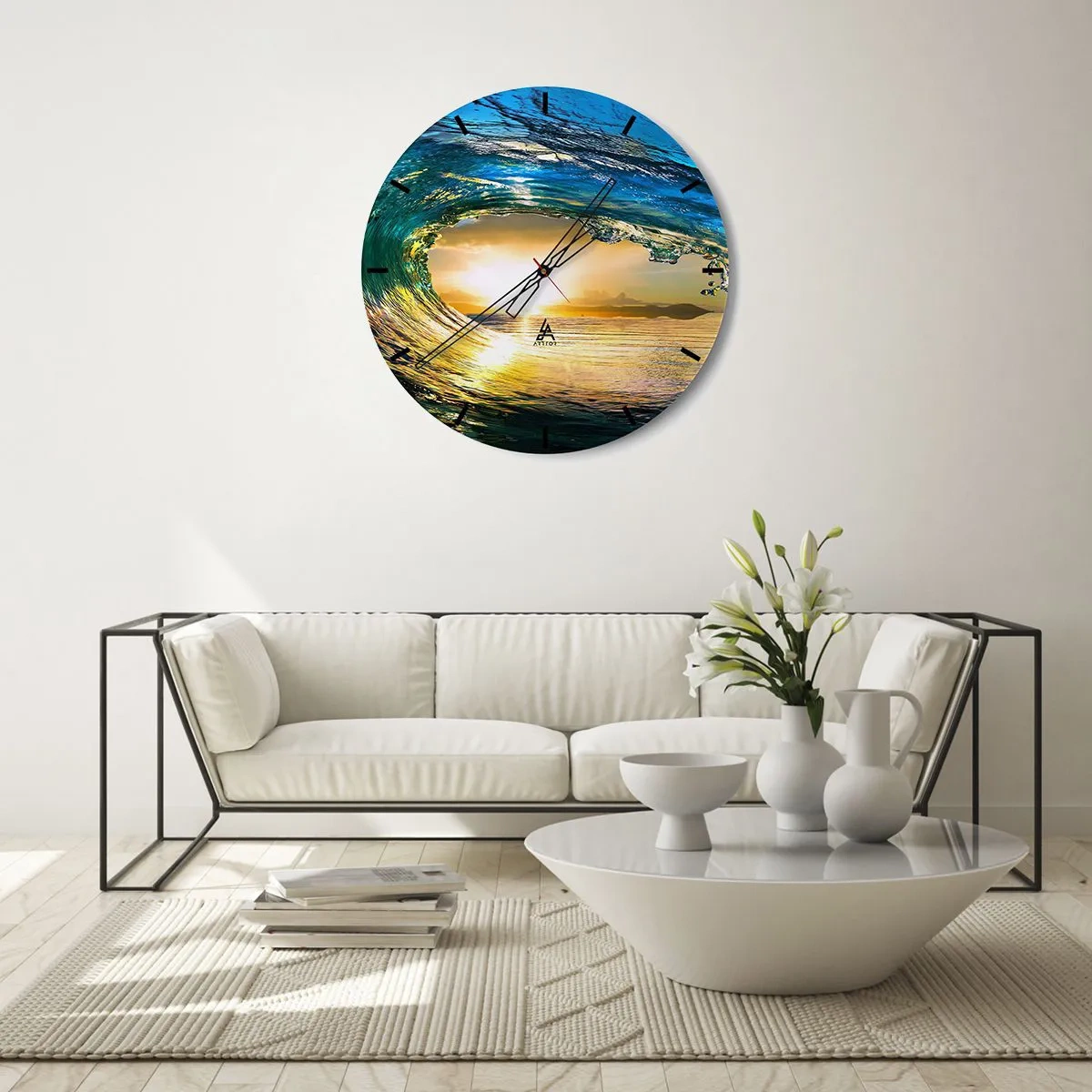 Horloge murale - Pendule murale - Dans un éclat émeraude-or - 40x40 cm