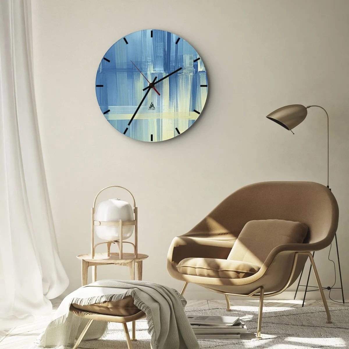 Horloge murale - Pendule murale - Composition en turquoise - 30x30 cm