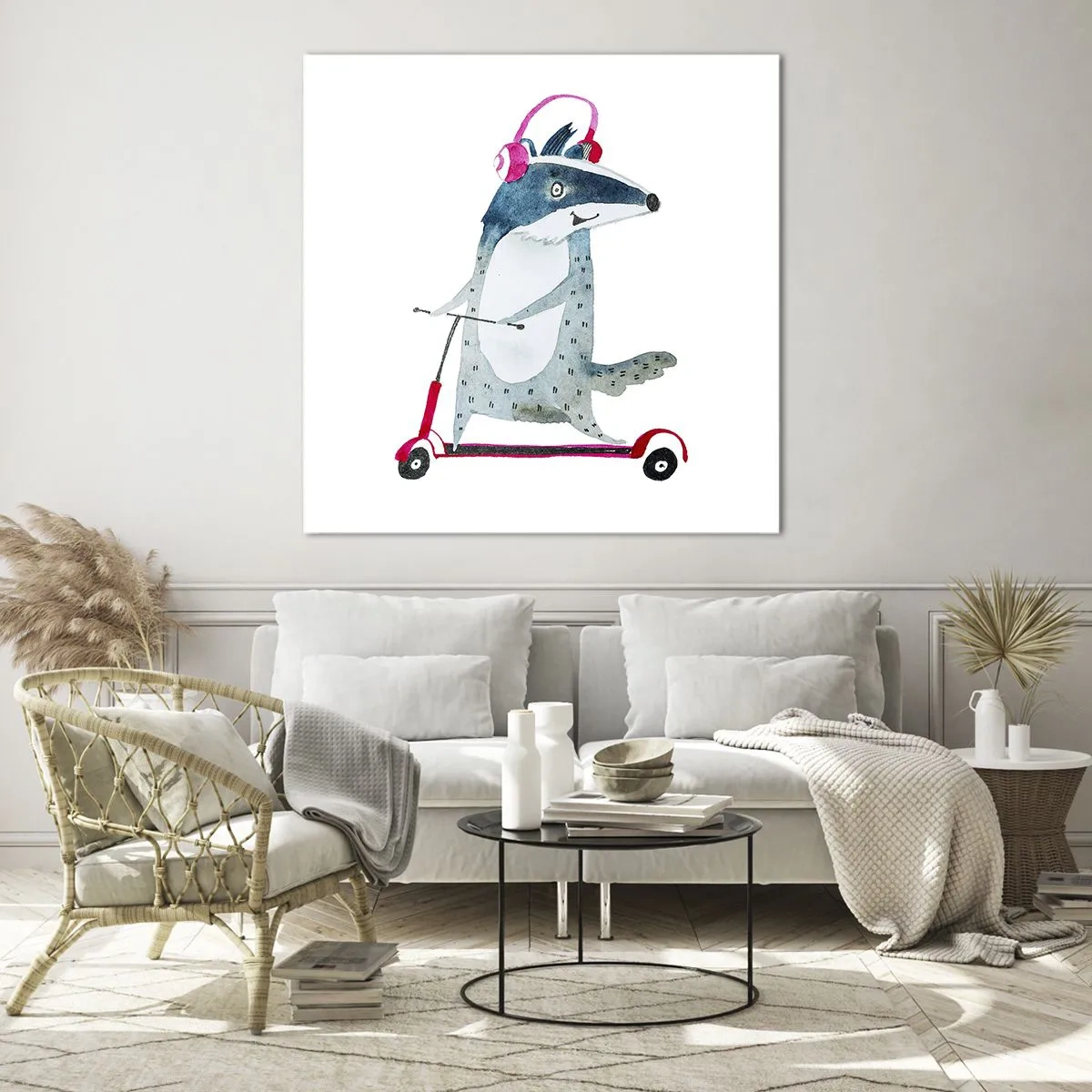 Impression sur verre - Image sur verre - La joie du blaireau - 40x40 cm