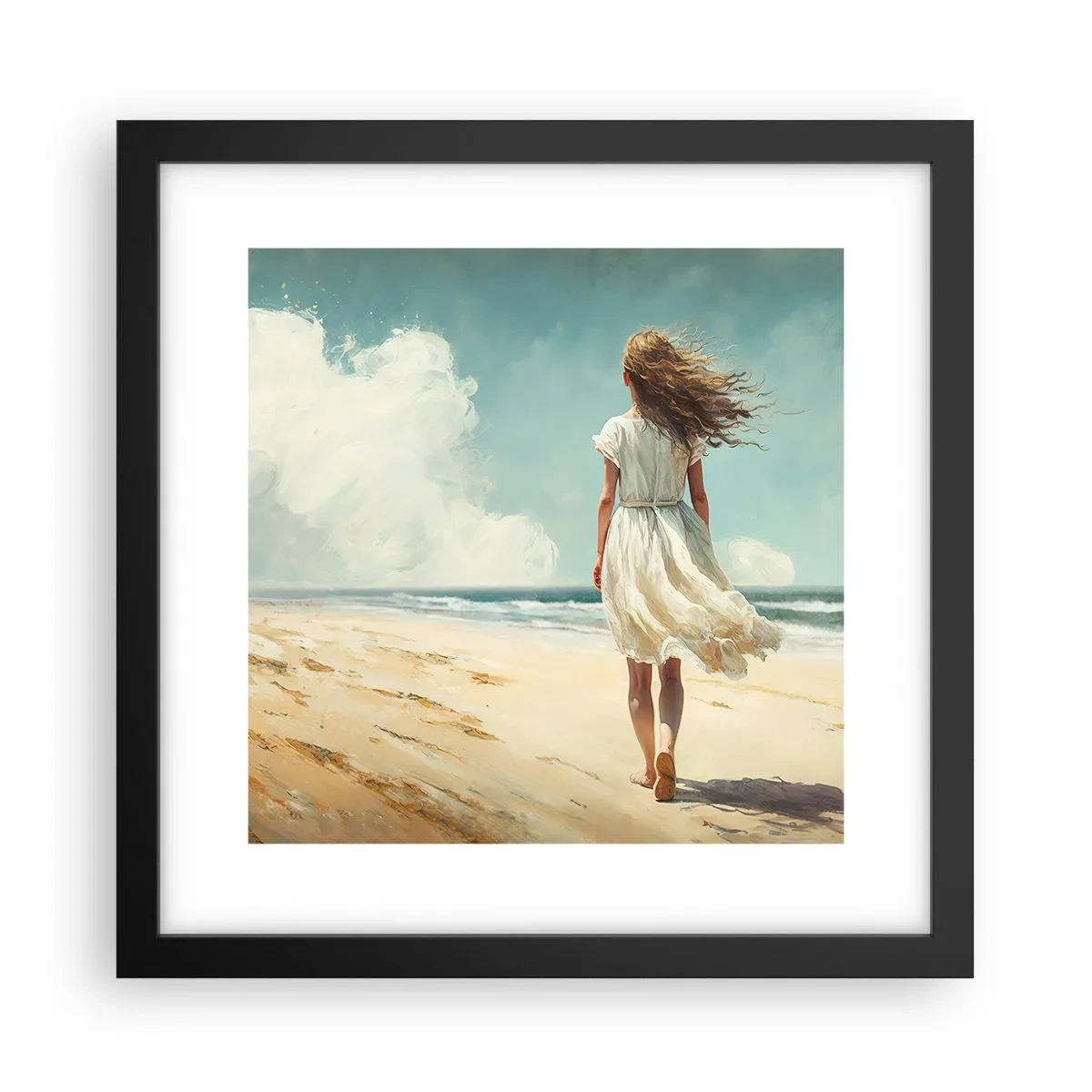 Affiche dans un cadre noir - Poster - Pour rencontrer le soleil et le vent - 30x30 cm