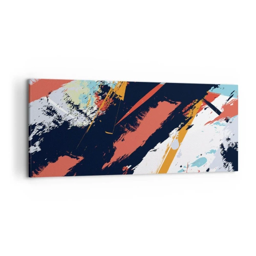 Impression sur toile - Image sur toile - Coups de pinceau abstraits aux couleurs vives - 120x50cm - Composition dynamique - Décoration murale moderne pour le salon et la chambre ARTTOR