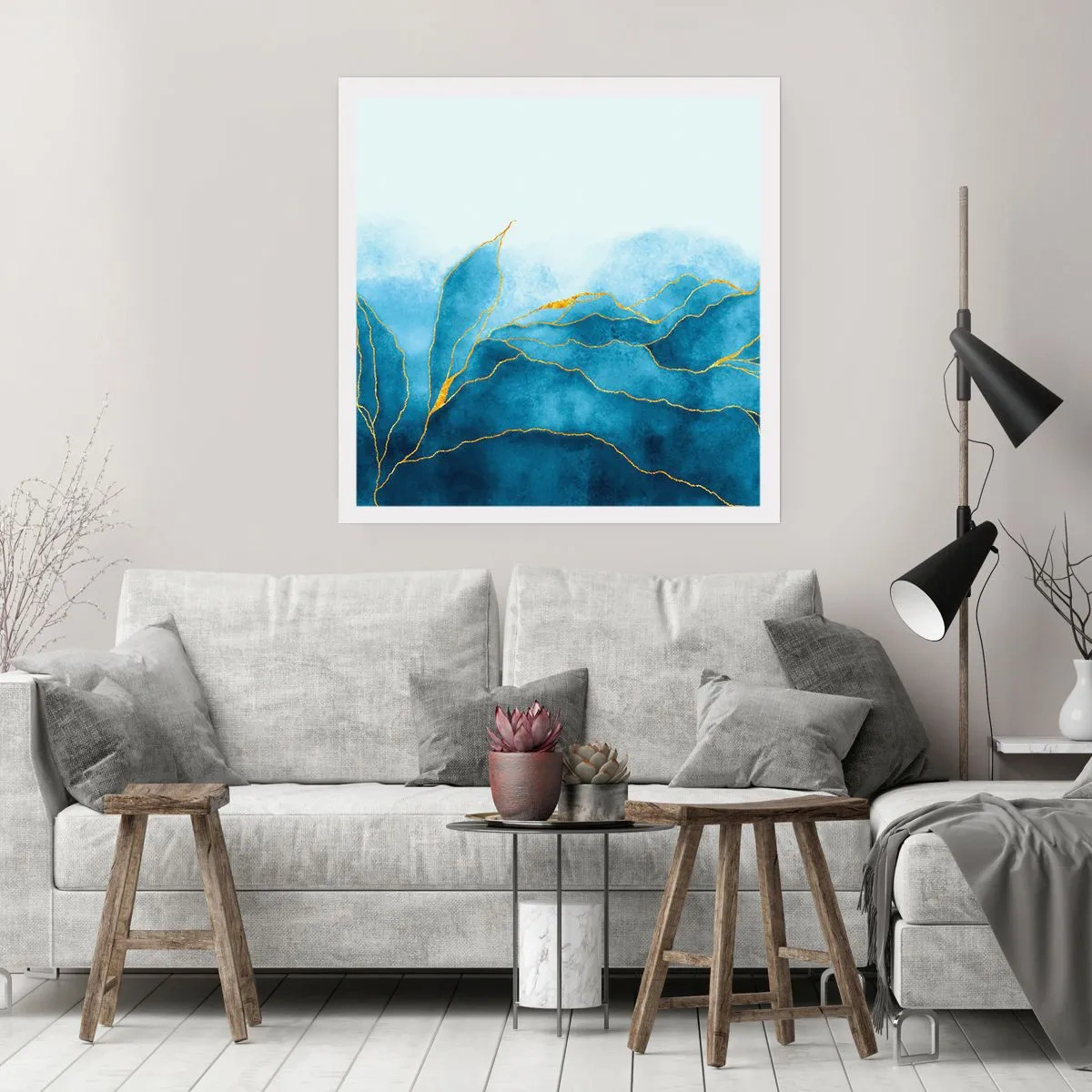 Affiche - Poster - Bleu doré - 60x60 cm