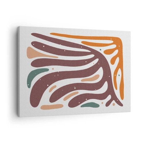 Impression sur toile - Image sur toile - Motif organique aux lignes rayonnantes dans des tons chauds - 70x50cm - Composition organique rayonnante - Décoration murale moderne pour le salon et la chambre ARTTOR