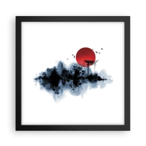 Affiche dans un cadre noir - Poster - Vue japonnaise - 30x30 cm