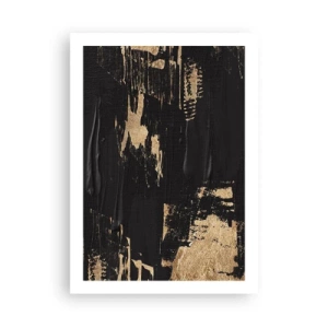 Affiche - Poster - Composition de peinture abstraite en noir et or - 50x70cm - Empreinte du toucher - Décoration murale moderne pour le salon et la chambre ARTTOR