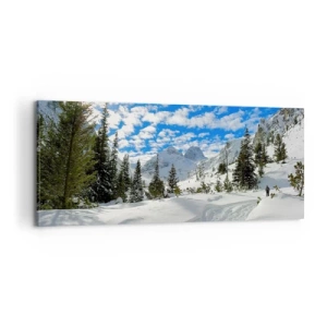 Impression sur toile - Image sur toile - Dans la neige et au soleil - 100x40 cm