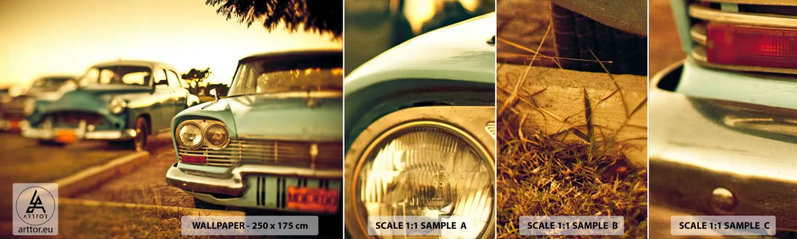 Échantillon De Papier Peint Standard Eco - Nous attendrons et verrons - Voiture, Cuba, Automobile - 100x30 cm