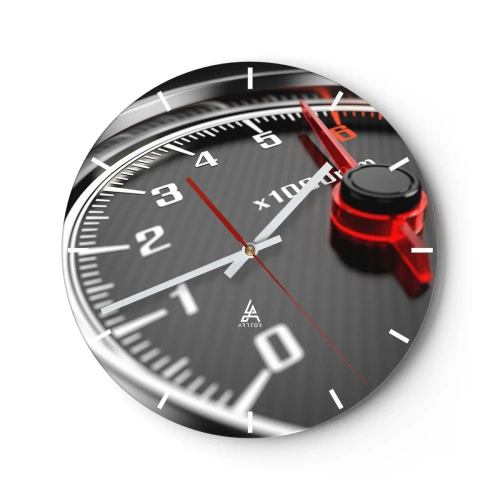 Horloge murale - Pendule murale - Gros plan du tachymètre de style sportif - 30x30cm - Faites le plein - Décoration murale moderne pour le salon, la cuisine et la chambre ARTTOR