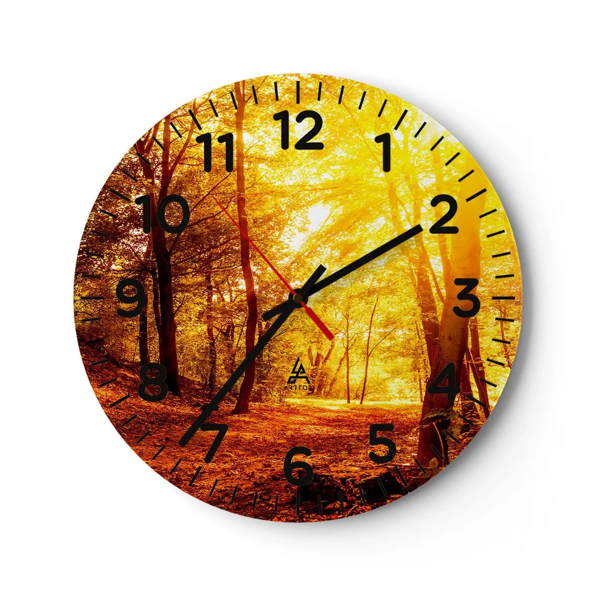 Horloge murale - Pendule murale - Vers la clairière dorée - 40x40 cm
