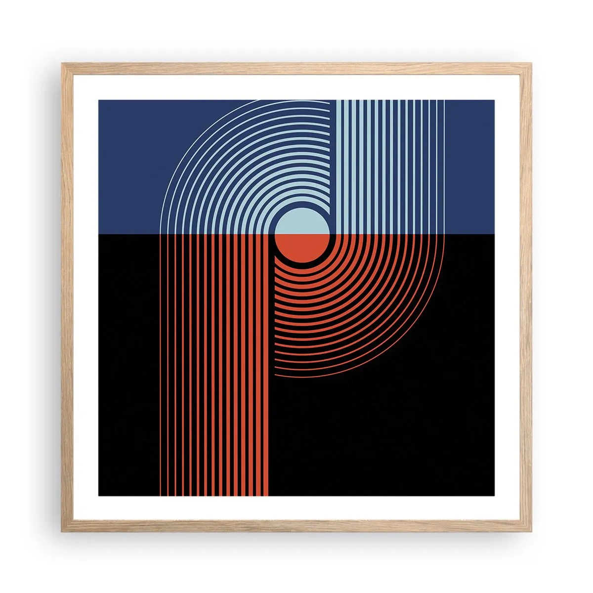Affiche dans un chêne clair - Poster - Dans une étreinte géométrique - 60x60 cm