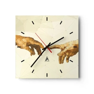 Horloge murale - Pendule murale - Mains géométriques tendues l'une vers l'autre sur un fond clair - 30x30cm - Géométrie divine - Décoration murale moderne pour le salon et la chambre ARTTOR