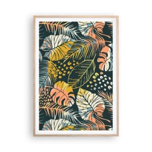 Affiche dans un chêne clair - Poster - Fantaisie feuillue - 70x100 cm