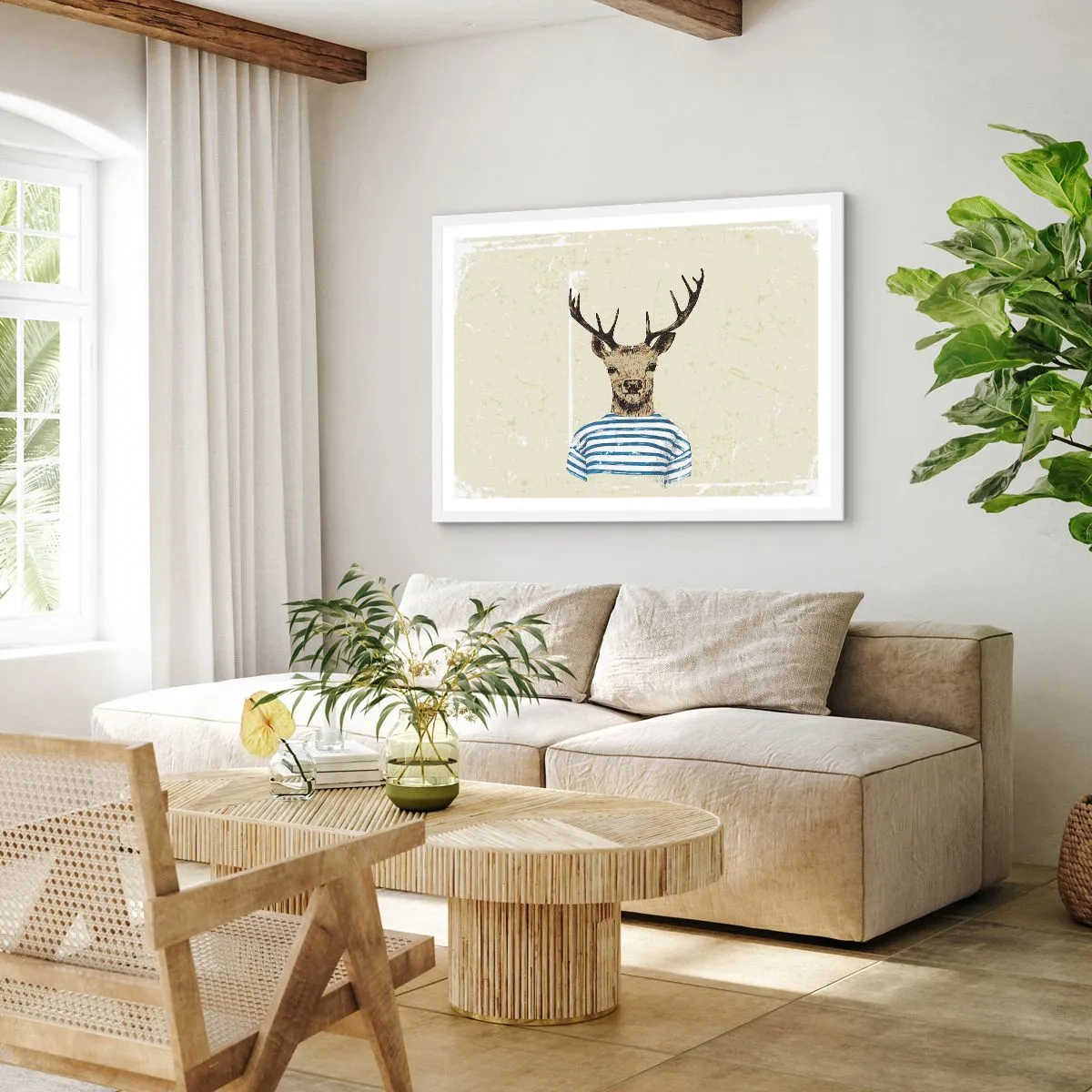 Affiche dans un cadre blanc - Poster - Parce que j'aime les chemises rayées - 70x50 cm