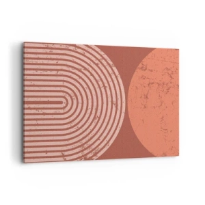 Impression sur toile - Image sur toile - Motifs géométriques dans des tons de terre cuite sur un fond vintage - 100x70cm - Une relation proche - Décoration murale moderne pour le salon et la chambre ARTTOR