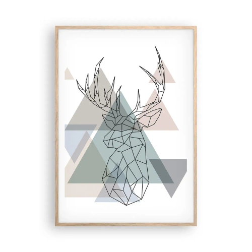 Affiche dans un chêne clair - Poster - Dans une forêt géométrique - 70x100 cm