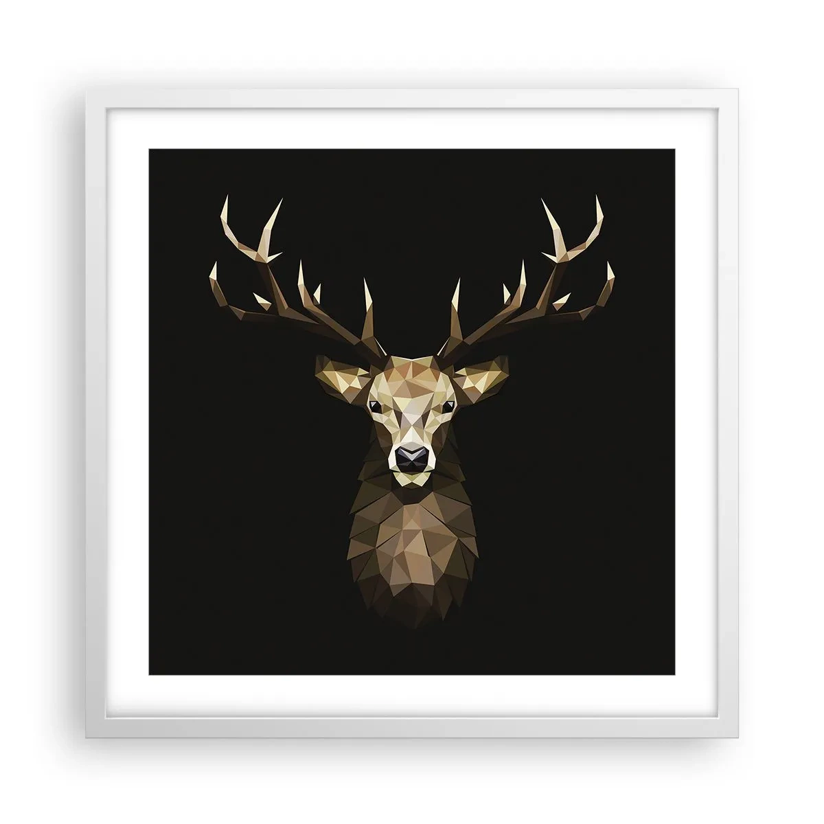 Affiche dans un cadre blanc - Poster - Cerf cubique - 50x50 cm