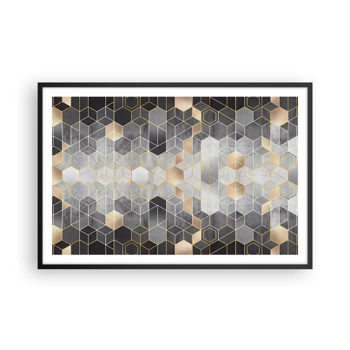 Affiche dans un cadre noir - Poster - Composition de diamants - 91x61 cm