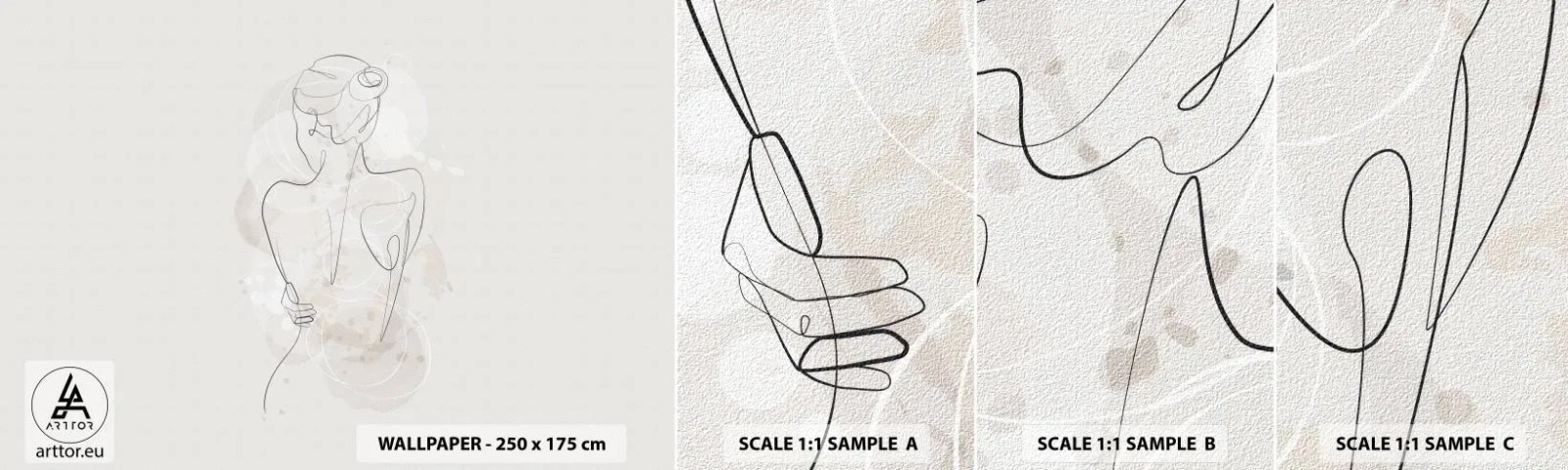 Échantillon de Papier Peint Autocollant Deluxe Sticker - Comme un instrument sensible - Femme, Corps, Graphique - 100x30 cm