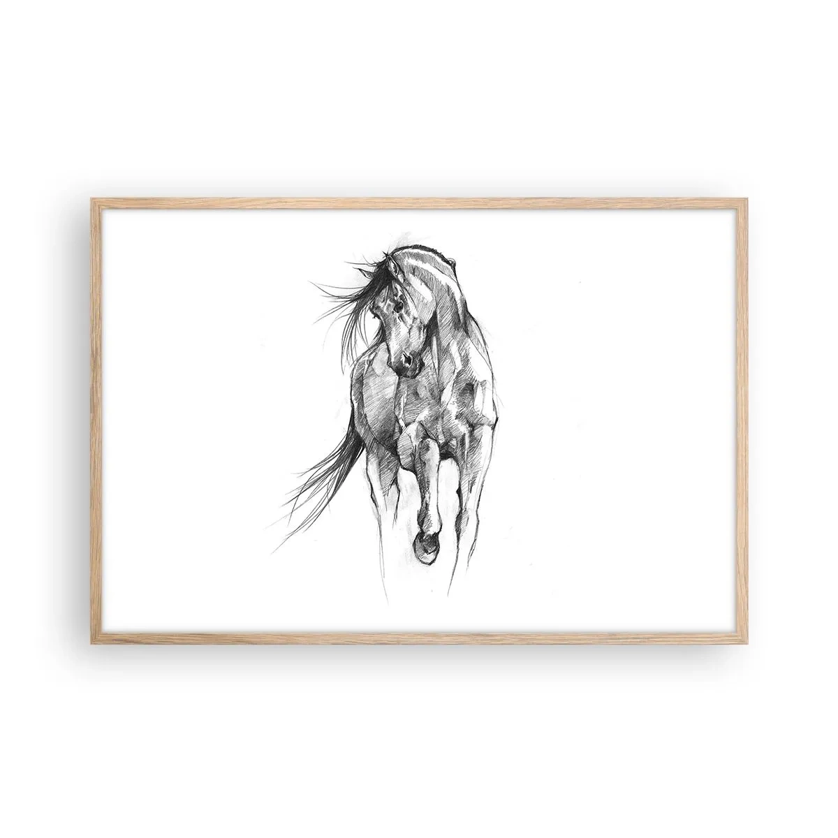 Affiche dans un chêne clair - Poster - D'un trot gracieux - 91x61 cm