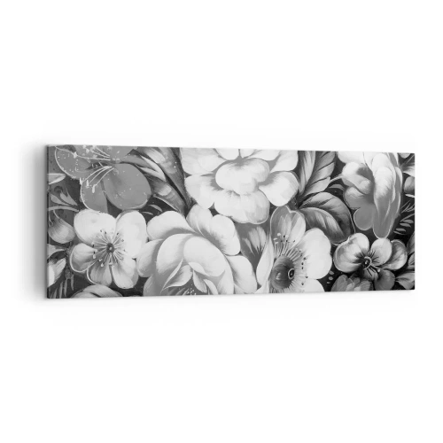 Impression sur toile - Image sur toile - Fleurs noires et blanches dans une composition classique et élégante - 140x50cm - Belle même en gris - Décoration murale moderne pour le salon et la chambre ARTTOR