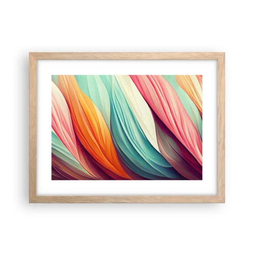 Affiche dans un chêne clair - Poster - Tissage arc-en-ciel - 40x30 cm