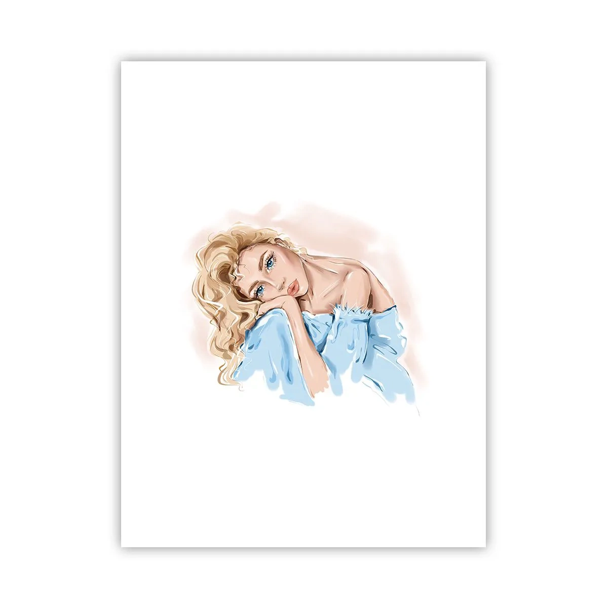 Affiche - Poster - Rêveuse en bleu - 30x40 cm