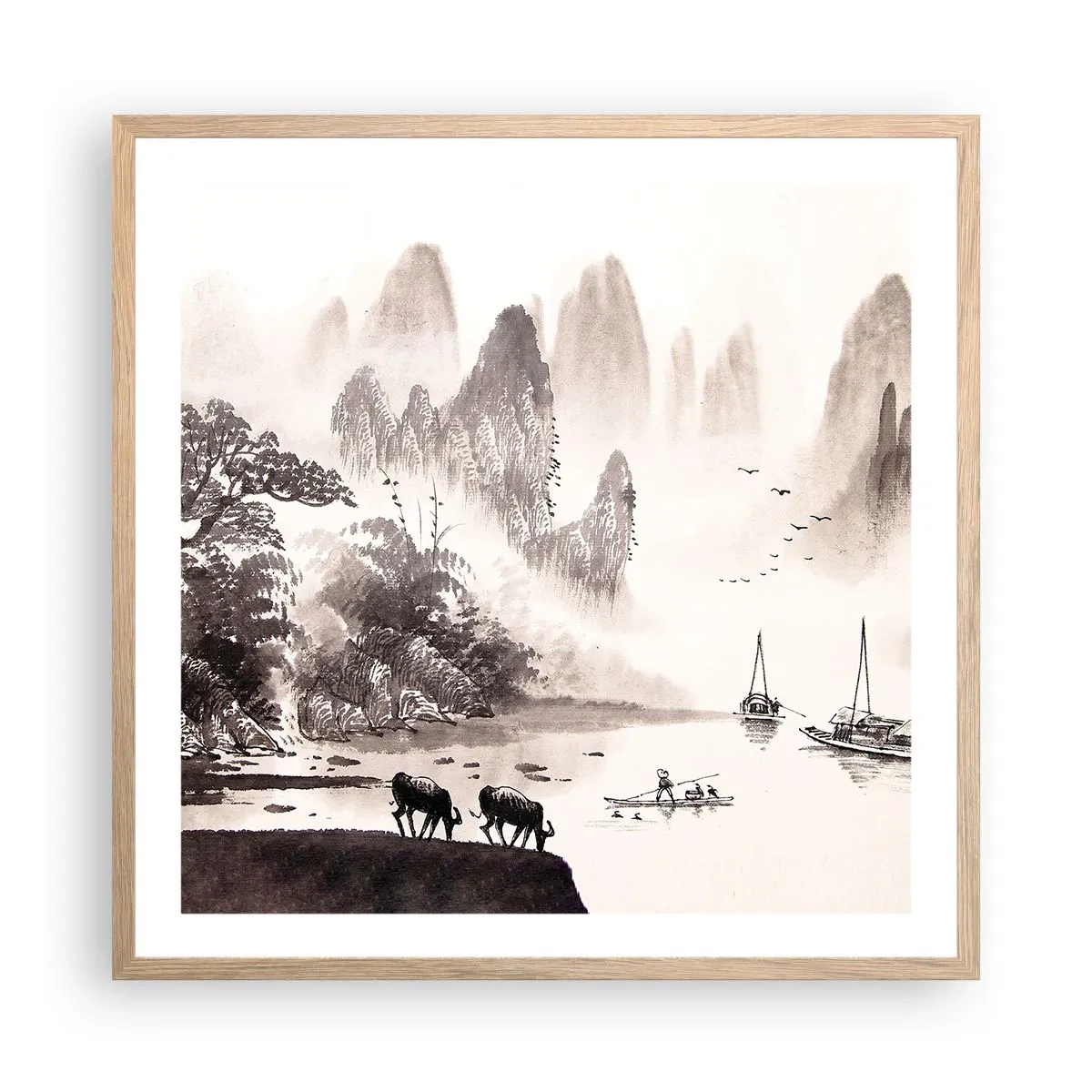 Affiche dans un chêne clair - Poster - Le quotidien exotique de l'Orient - 60x60 cm