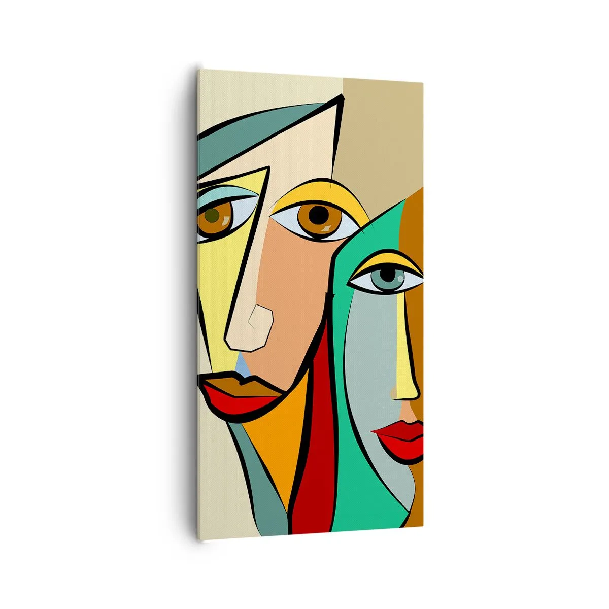 Impression sur toile - Image sur toile - Couple cubiste - 65x120 cm