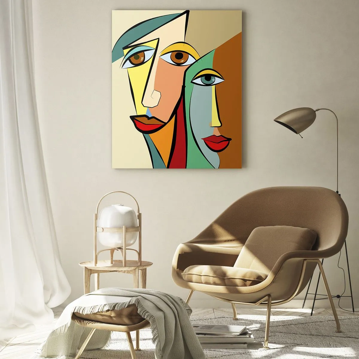 Impression sur verre - Image sur verre - Couple cubiste - 70x100 cm