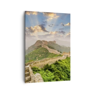 Impression sur toile - Image sur toile - La Grande Muraille de Chine illuminée par la lumière du soleil dans un paysage pittoresque - 50x70cm - Grandeur éternelle - Décoration murale moderne pour le salon et la chambre ARTTOR