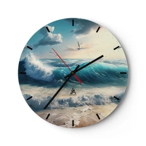 Horloge murale - Pendule murale - Les vagues déchaînées de l'océan s'écrasent contre le rivage sablonneux - 30x30cm - Ça bourdonne seulement pour toi - Décoration murale moderne pour le salon, la cuisine et la chambre ARTTOR