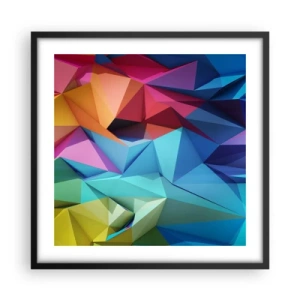 Affiche dans un cadre noir - Poster - Origami arc-en-ciel - 50x50 cm