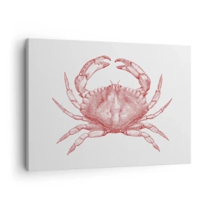 Impression sur toile - Image sur toile - Dessin d'un crabe dans une teinte rouge - 70x50cm - Le crabe des crabes - Décoration murale moderne pour le salon et la chambre ARTTOR
