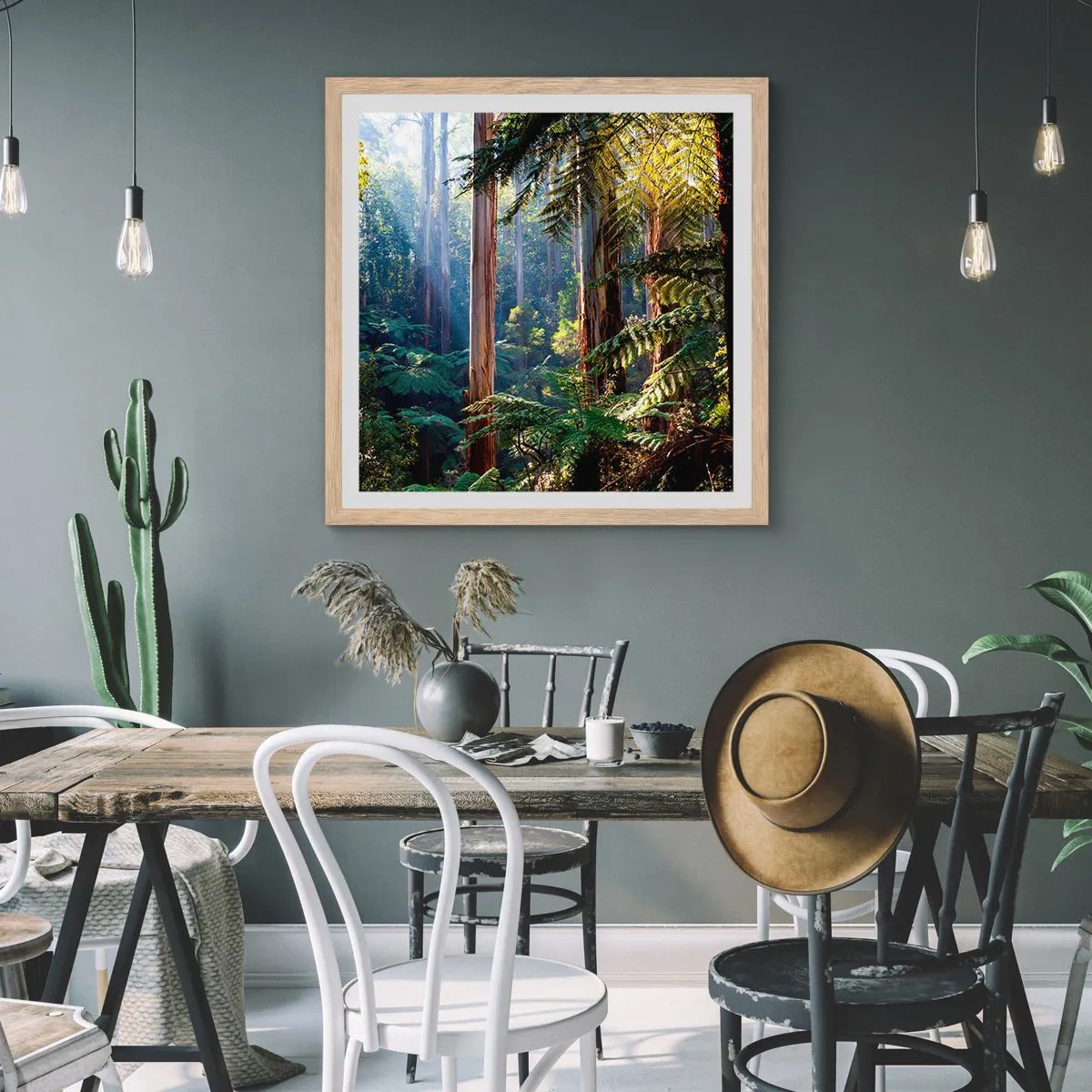 Affiche dans un chêne clair - Poster - Fable de la forêt - 30x30 cm