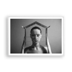 Affiche dans un cadre blanc - Poster - Portrait un peu surréaliste - 100x70 cm