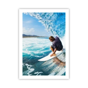 Affiche - Poster - Un surfeur dans une bouée sur fond d'océan bleu - 50x70cm - Danse avec les vagues - Décoration murale moderne pour le salon et la chambre ARTTOR